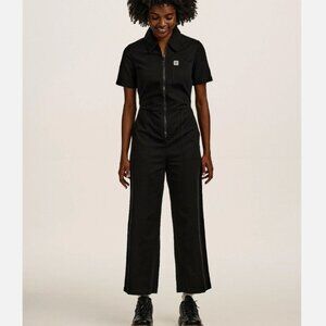 Lucy And Yak Ragan Cotton Jumpsuit Black Wide Leg Womens 14